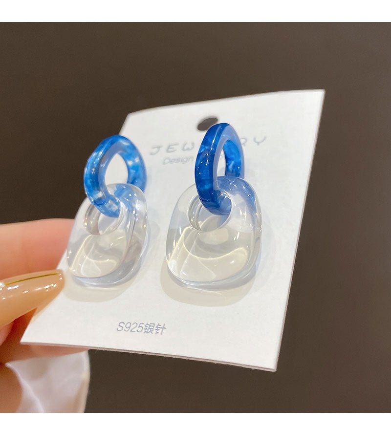 Blue Transparent Acrylic Earrings