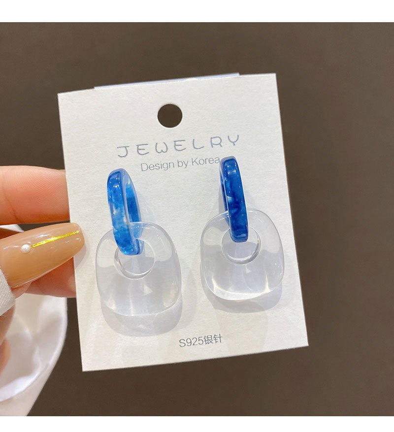 Blue Transparent Acrylic Earrings
