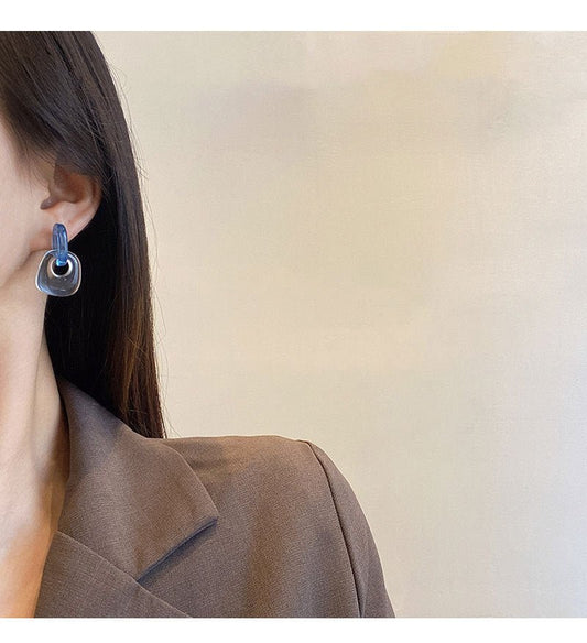 Blue Transparent Acrylic Earrings
